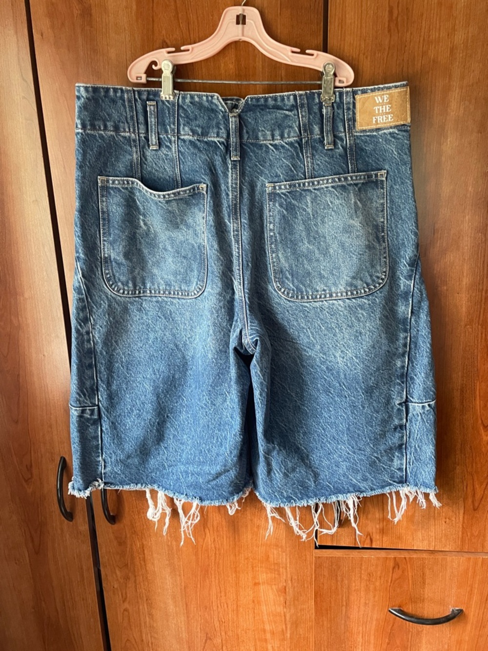 We The Free Distressed Blue Denim Shorts - Picture 2 of 5